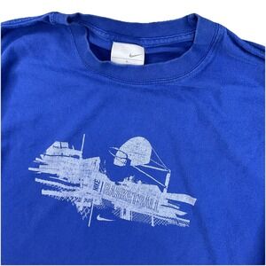 Vintage Nike T-Shirt Basketball Court Y2K Distressed Blue Crewneck Men Sz L